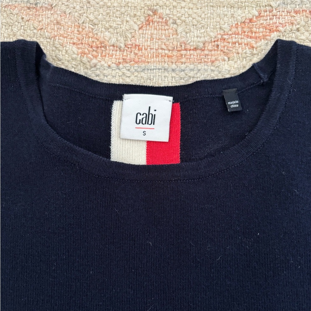 CAbi Navy Top with Red and White Stripe Accents - Picture 5 of 6